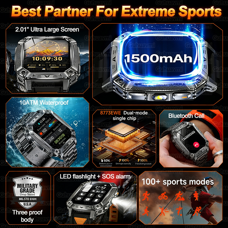 New 1500mAh Military Outdoor S - Smartwatch Watches With Bluetooth recensie en prijs