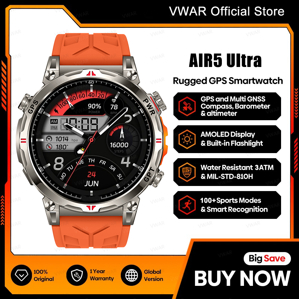 2025 New VWAR Air5 Ultra GPS S - Watch Vs Amazfit recensie en prijs