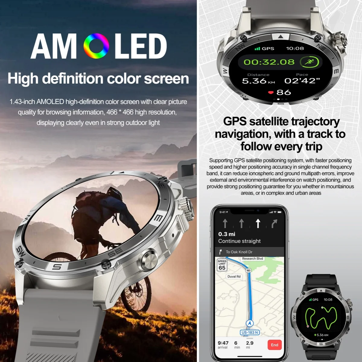 VWAR GPS Smart Watch 1.43” HD  - Watch Vs Amazfit recensie en prijs